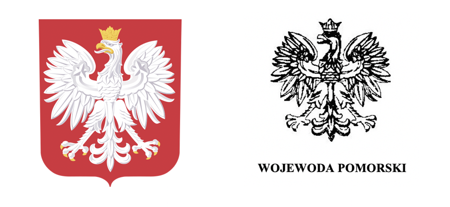 Zestawienie znaków: Godło RP i Wojewoda Pomorski