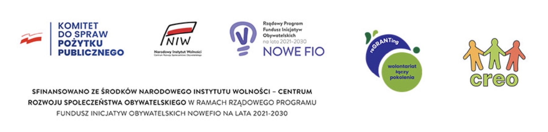 Zestawienie znaków: Komitet ds. Pożytku Publicznego, NIW-CRSO, NOWE FIO, CREO